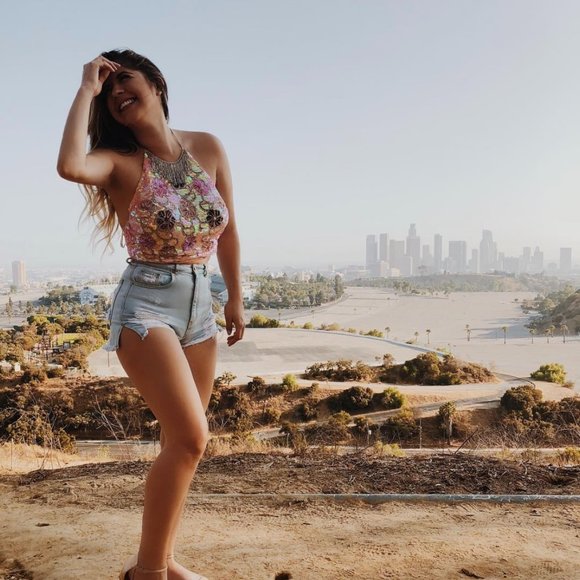 Topshop Pink Sequin Halter Tie Neck Crop Top - Picture 3 of 9